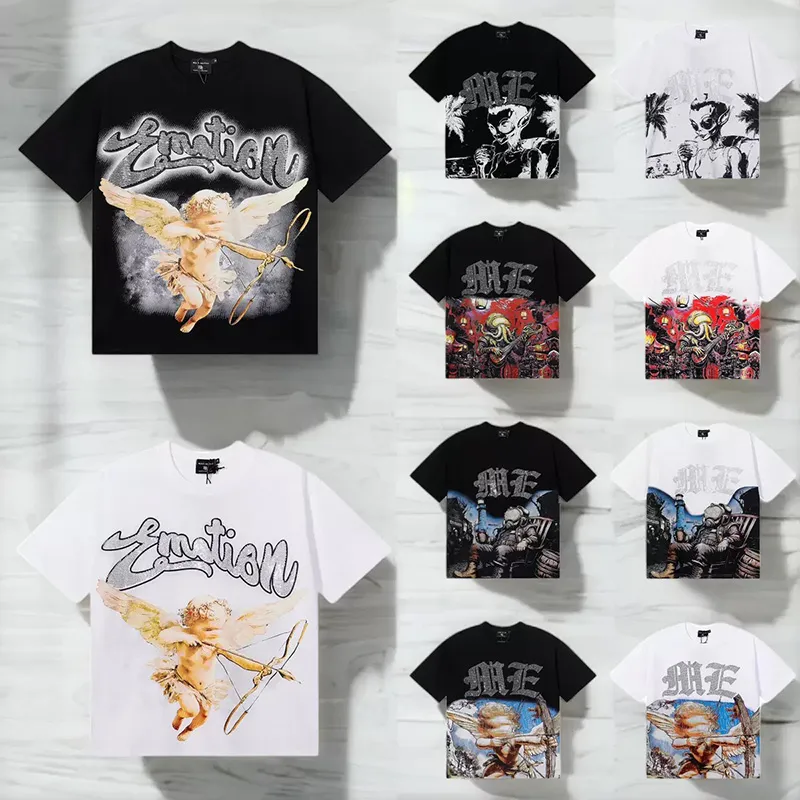 mixed emotions men rhinestone designer t y2k graphic tee summer loose fit campus fashion shirt casual shirts hip hop tees MIXED EMOTION s-xl