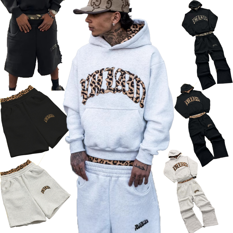 Designer Men's Tracksuits y2k new style lined leopard print letter embroidered street casual pants unisex hoodies