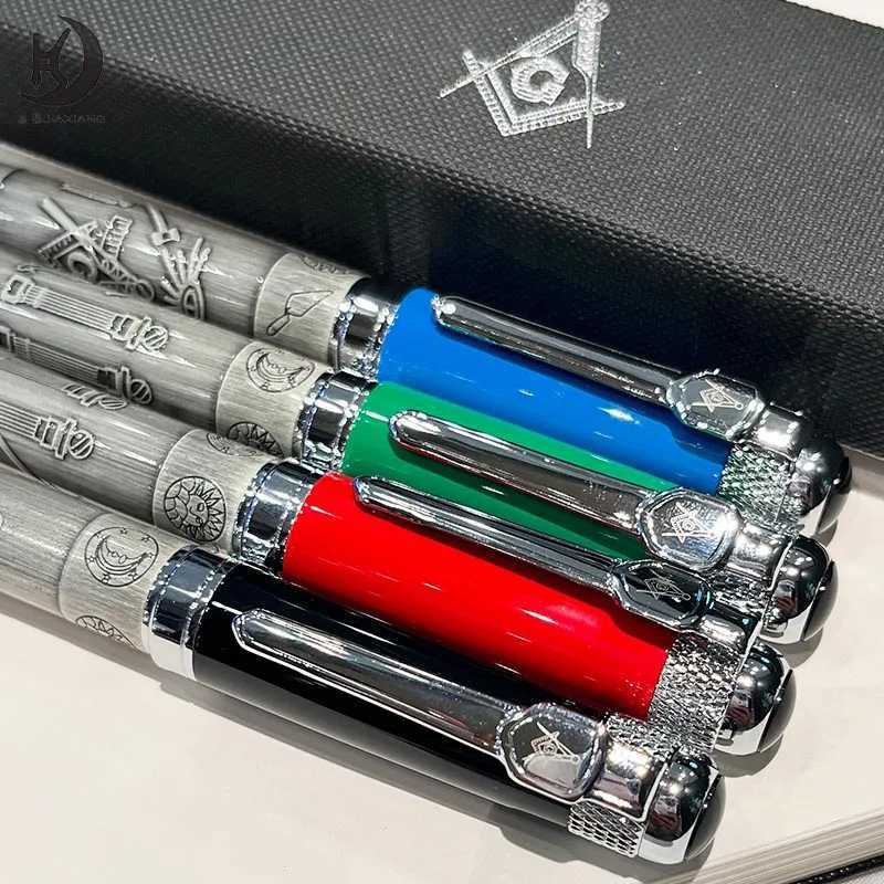 Masonic Symbols Noblest Ancient Silver Heavy Weight Silvery Clip Writing Ballpoint Pen/ wallet With Gift Box Black/red/green Y251218