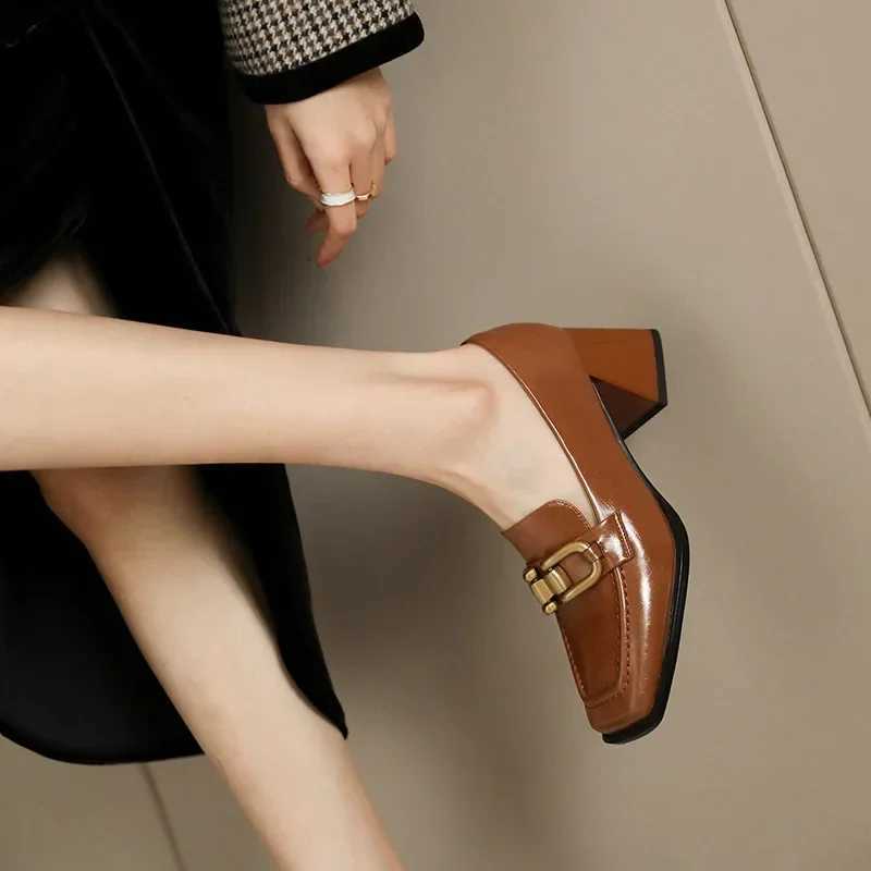 Square High Heels Loafers Women Autumn Chunky Platform Pumps Woman Slip on Black Jk Uniform Shoes Mary Janes Zapatillas Mujer Z251218