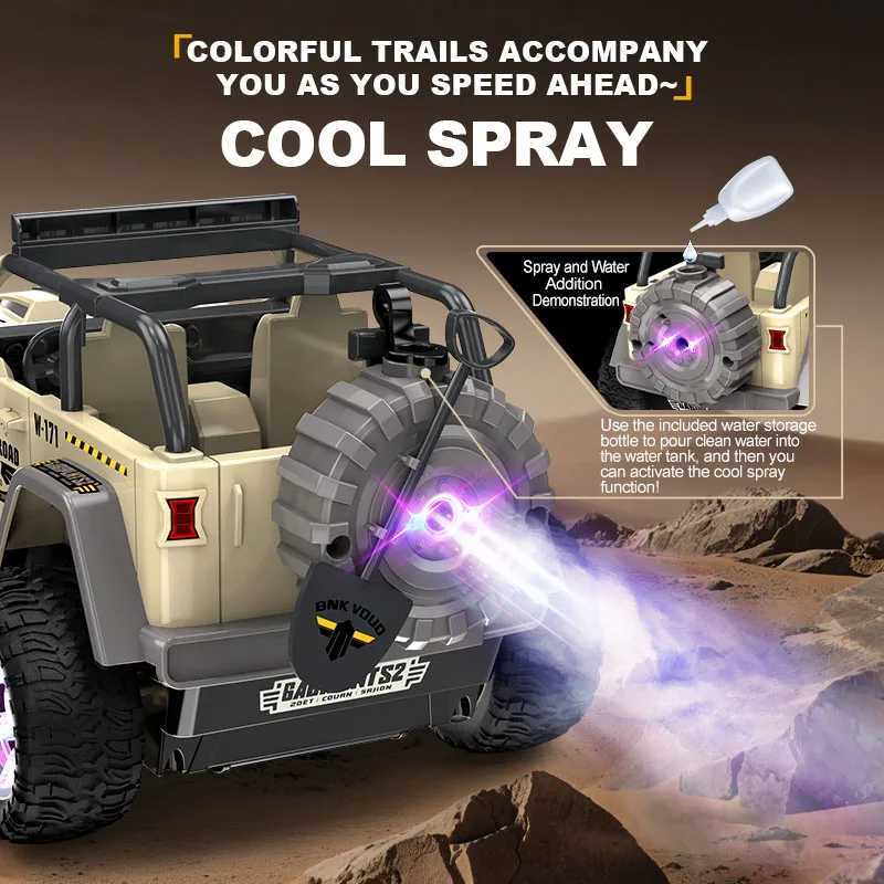 JCMO 116 RC Car Water Spray Off-Road Vehicle Colorful LED Light Car Sounds Effects 24Ghz Remote Toy Climbing Car For Children G251218