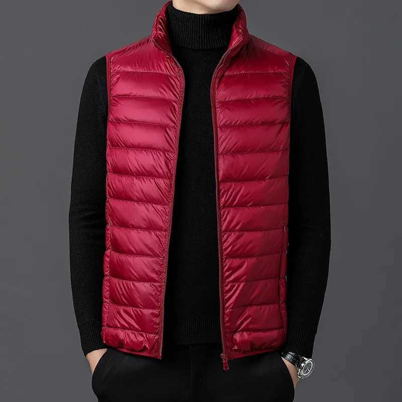 Winter New Men White Duck Down Vest Ultralight Sleeveless Vest Jacket Fashion Stand Collar Men Large Size Loose Vest Male M-5XLG251218