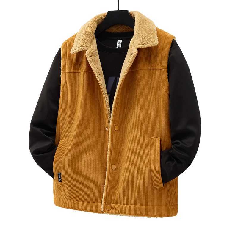 New Autumn and Winter Corduroy Vest for Men Thick Standing Collar Large SizeCamisoleWorkwearVestWarm Cotton Jacket for MenG251218