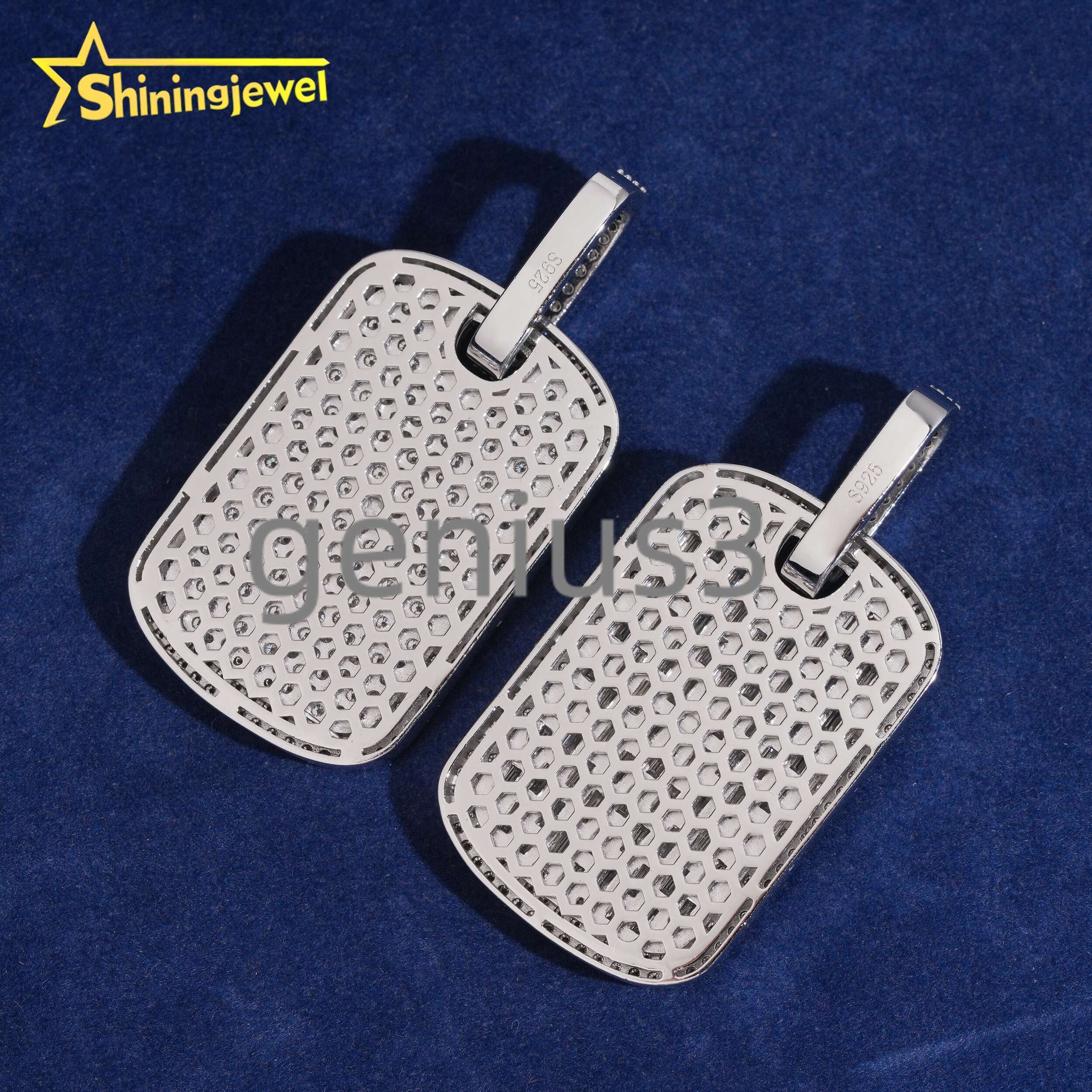 Hip Hop Jewelry 925 Silver Moissanite Hip Hop Pendant Dog Tag Pendant Unisex Charm Iced Out Pendant Pass Diamond Tester
