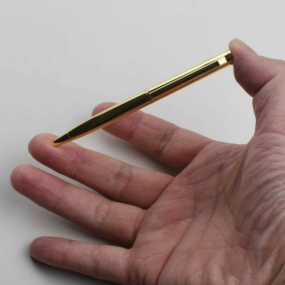 Golden Metal Ballpoint Pen 07mm Black Ink Refill Rotating Style Signature Ballpen Off Stationery School Supplies Y251218