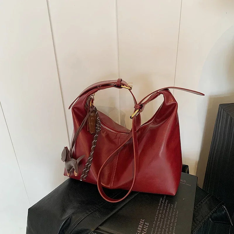 Large Capacity PU High Quality Crossbody Bag Zipper Solid Color Simple Fashion Handbag Soft Shoulder Bag 251216