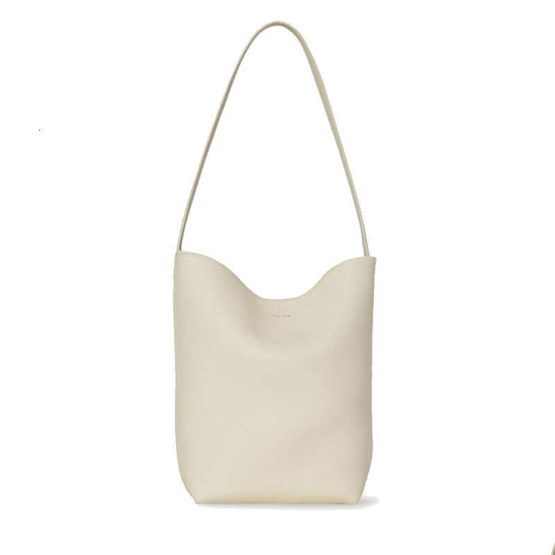 THE R LOGO Genuine Leather Large Capacity Bucket Lychee Grain Cowhide Commuter Tote Single Shoulder Handbag Casual Bag For Women