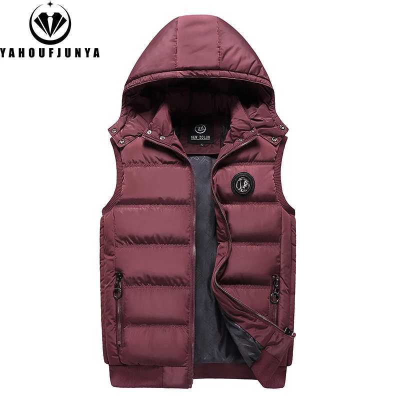 Men Autumn Sleeveless Fleece Warm Detachable Hooded Vest Men Winter Outdoors Casual Solid Pocket Zipper Fashion Vest Male CoatG251218