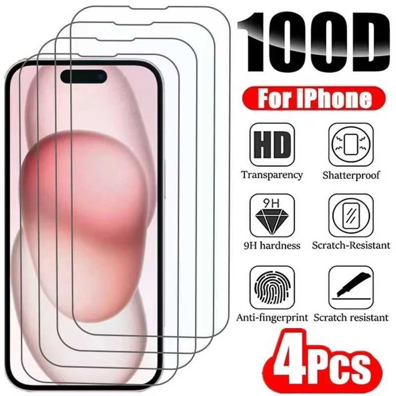 4PCS Tempered Glass for iPhone 17 16 16e 15 14 13 12 11 Pro Max Air Screen Protectors for iPhone X XR XS 7 8 SE 12 13 Mini Glass G251218