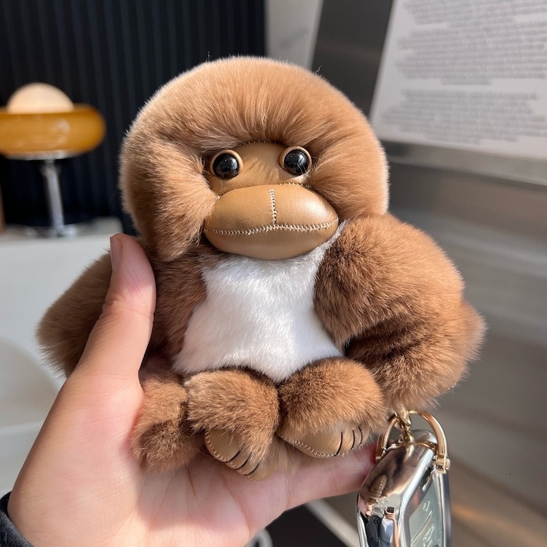 Cute Style Plush Ornament Fashion Exquisite Cute Y2k Bag Charm Minimalist Bag Accessory Cute Little Monkey Rabbit Fur Car Keychain Pendant Plush Doll 