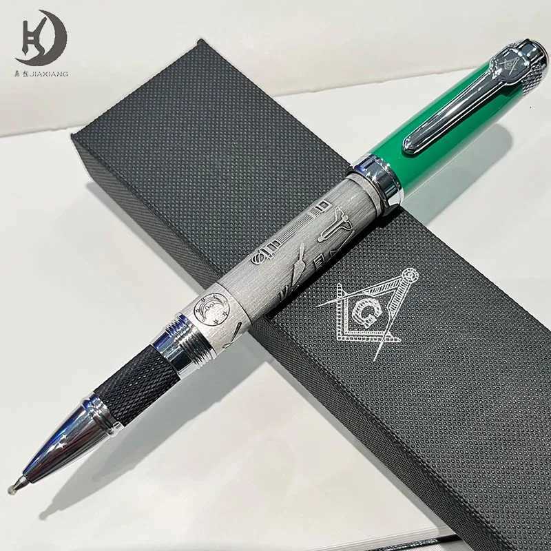 Masonic Symbols Noblest Ancient Silver Heavy Weight Silvery Clip Masonic Writing rollerball Pen With Gift Box Y251218