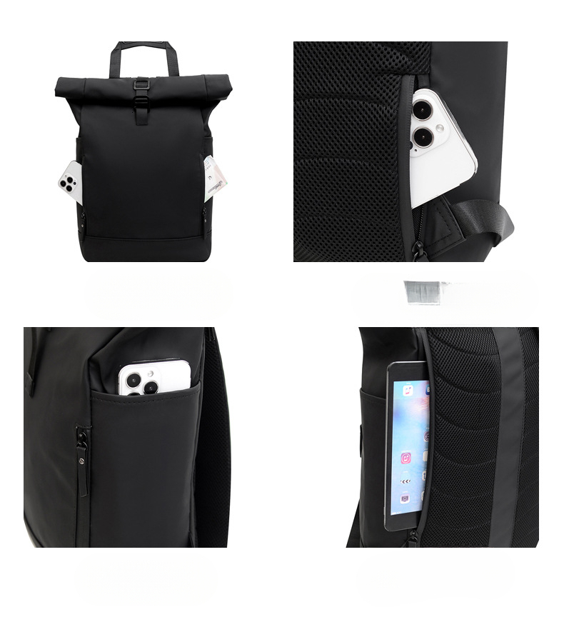 Fashionable men's roll top waterproof business backpack commuting laptop bag casual women's travel bag backpack designer bag