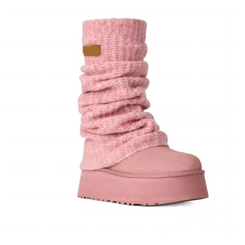 Designer Classic Mini Dipper Legwarmer Boots Winter Puffer Boot Womens Ultra Mini Platform Sand Genuine Leather Chestnut Ankle Fur Snow Booties Size 35-43