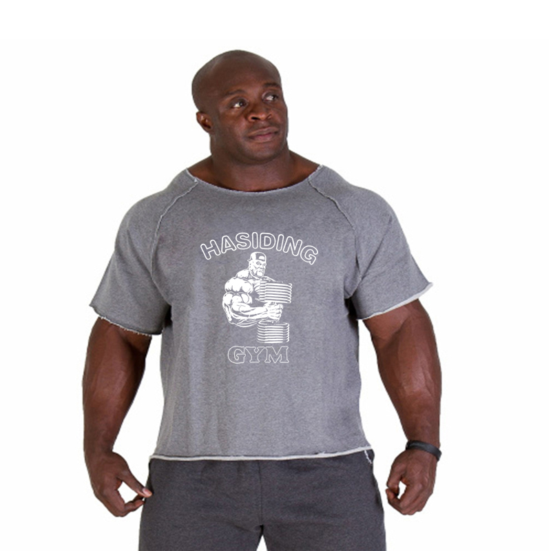 Men's T-shirt Men Running Sport T Shirt Men Loose Fitness Tops Tee Cotton Oversized Training Gym Sport Running Shirts Jersey