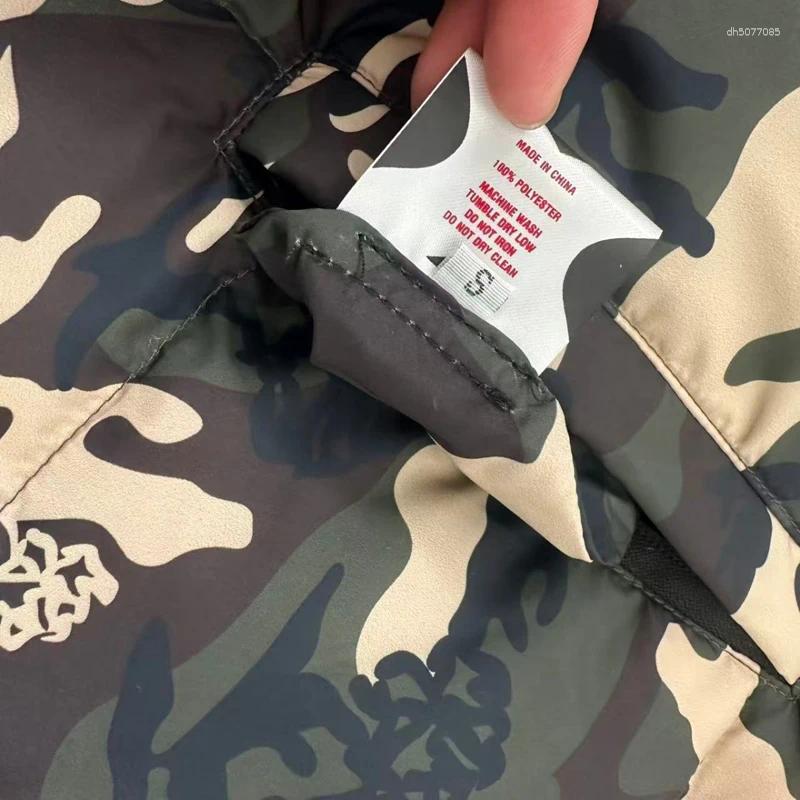 Men's Down Style Waistcoat Double Sided Wear Vest High Street Hip Hop Loose Camouflage Print Padded Jacket Men Women