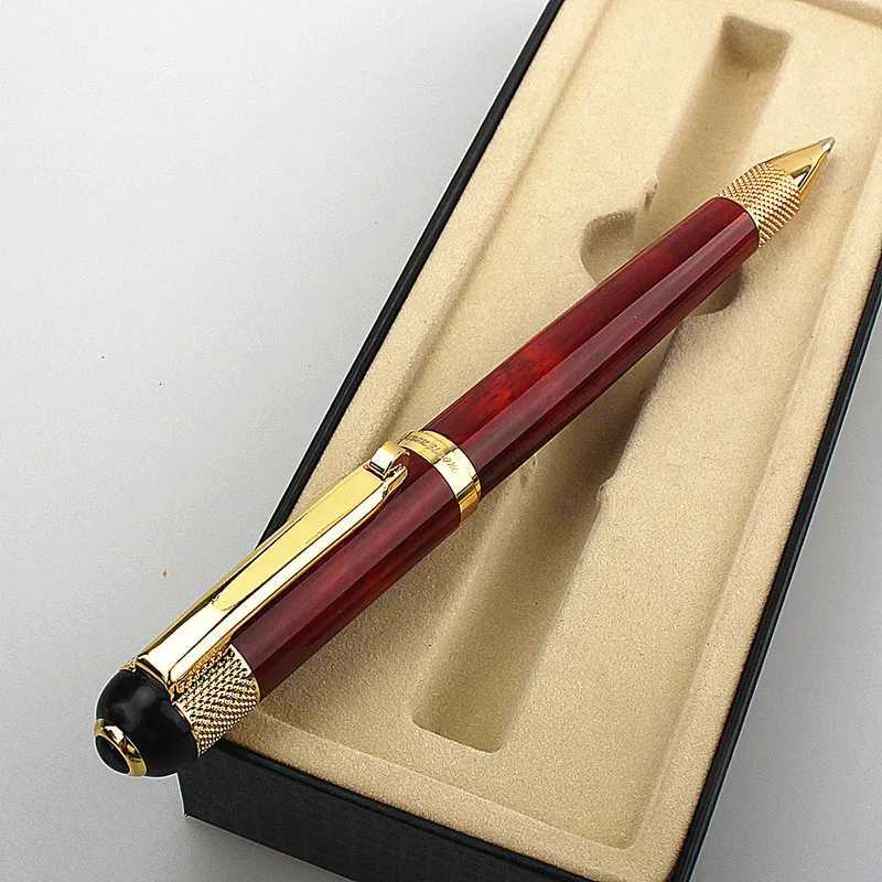 high quality Metal Rotating ballpoint pen Sign Pens 07MM Black Ink Business Caneta Smooth Writing for Off School Supplies Y251218