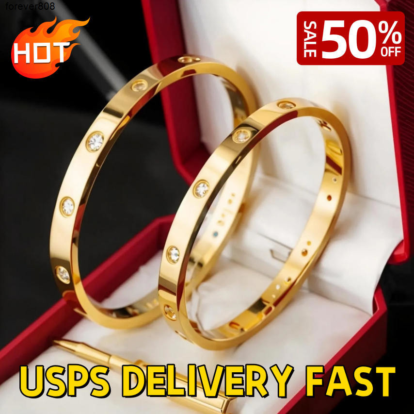 Bangle Classic Bangle 18K Gold Fashion Bracelet Designer Jewelry High Quality Plated Titanium Steel Diamond for Women Men Bracelets Silver luxury Jewelrys 15 J6Zr1
