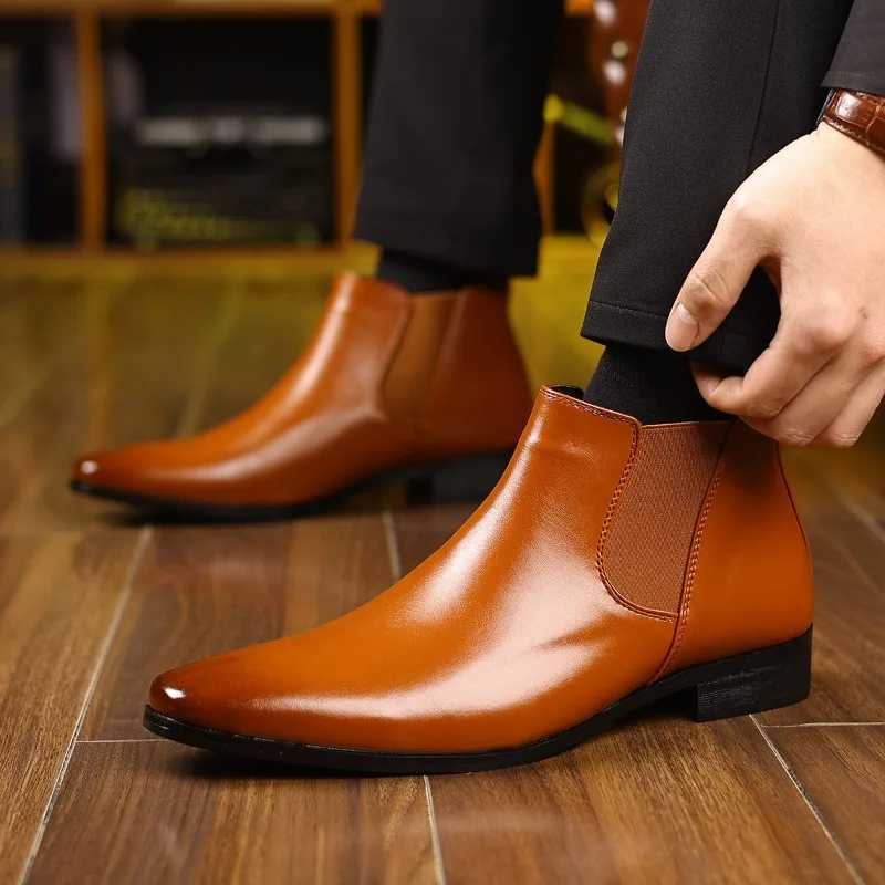 Autumn Winter Leather Chelsea Boots for Men Designer Soft- d Business Men Dress Shoes Fashion Big Size Ankle Boots Male Z251218
