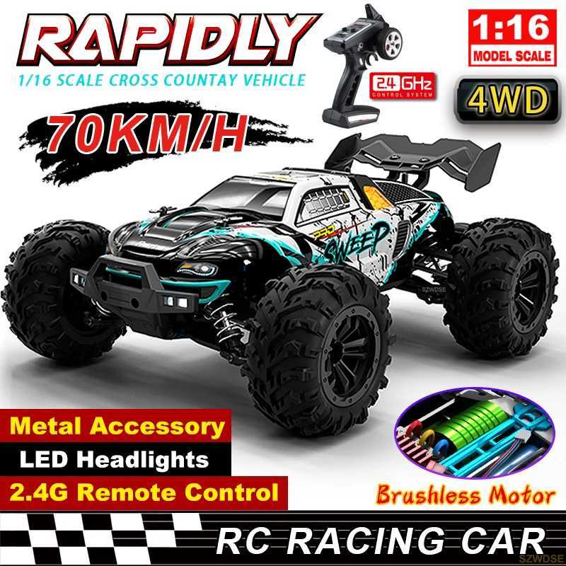 Wltoys Q117 1/16 RC Car 4WD Remote Control Car LED Headlights Brushless 70KM/H 24G High Speed Off-Road Drift Toys for Children G251218