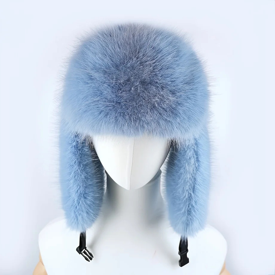Vintage Faux Fur Ushanka - Warm Ear Flap Hat for Skiing Hiking Daily Use Durable Classic Style with Hook-and-Loop Closure 251218