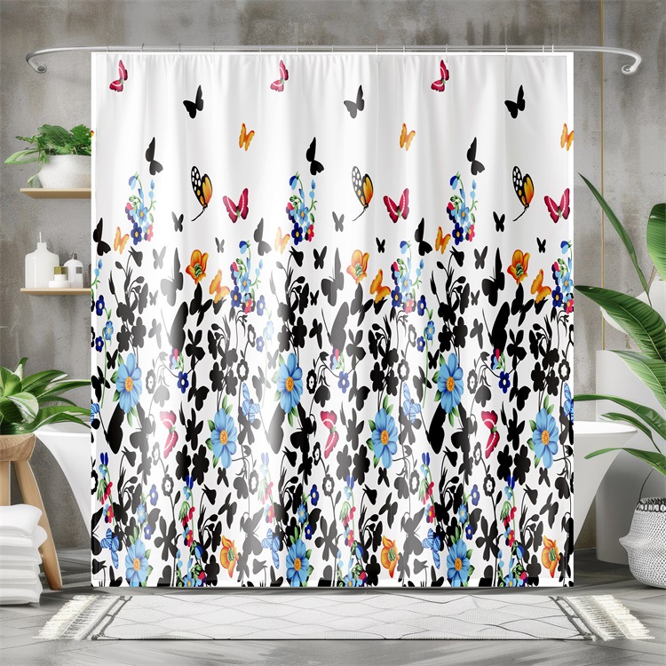 YL-37990 Valentine's Day Cute Animal Shower Curtain, 3D Digital Printed Polyester Shower Curtain, No Need for Drilling