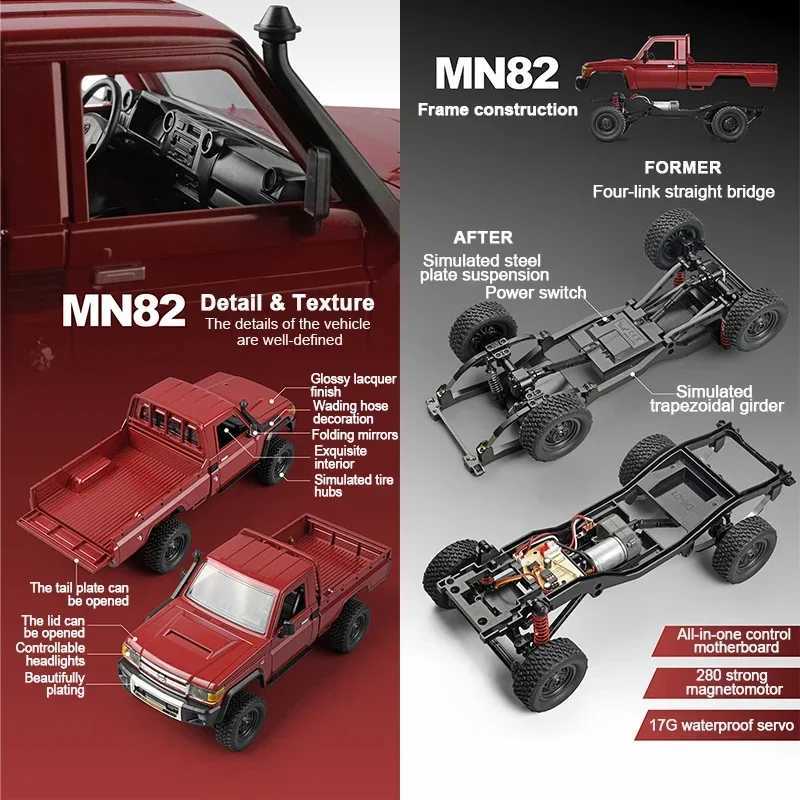 MN82 4WD RC Off-road Vehicle 1/12 LC79 Pickup Climbing Car with LED Lights Full Size Simulation RC Climbing Car Boy Toy Car G251218