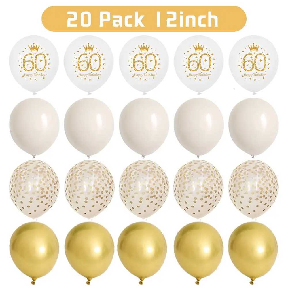 60th Birthday Decorations for Women Men 60th Birthday Decoration Kit with Sand White Gold Happy 60th Birthday Banner White Gold X251218 - view 4