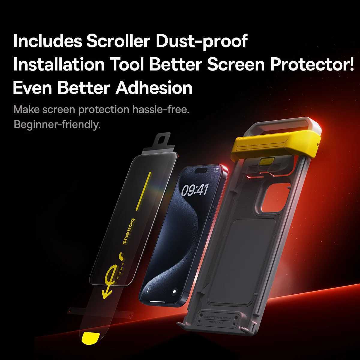 Baseus 3D Curved Tempered Glass for iPhone 16 15 Pro Max Hot Bending Full Coverage Shatterproof Clear Corning Screen Protector G251218