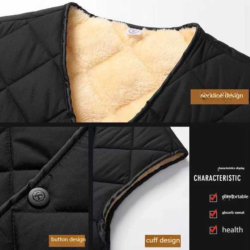 New Mens Thickened Vests Autumn Winter Layering 2025 Versatile Casual Outerwear Vest Men Collarless Fleece-Lined WaistcoatG251218