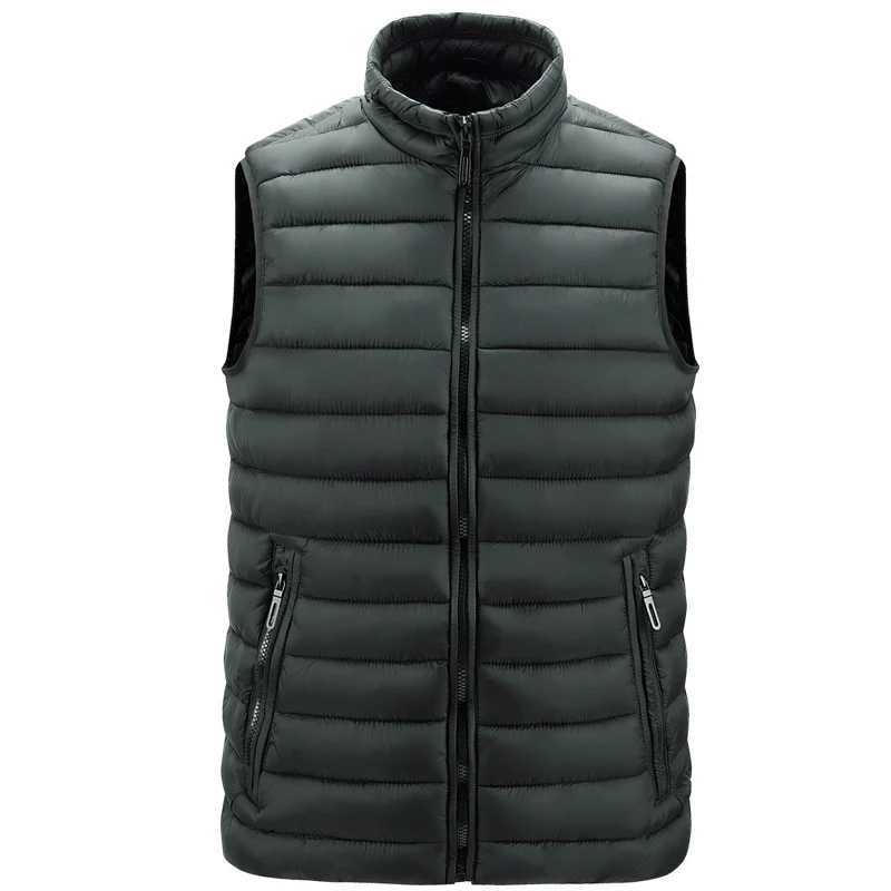 Mens Vest Jacket Warm Sleeveless Jackets Winter Waterproof Zipper Coat Autumn Stand-up Collar Casual Waistcoat Brand ClothingG251218