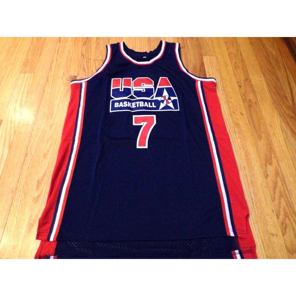 Stitched USA 1992 DREAM TEAM CUSTOM LARRY BIRD MESH BLUE JERSEY