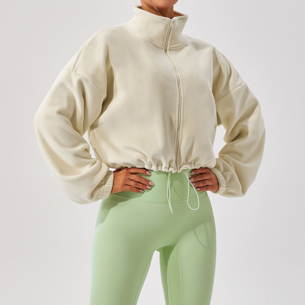 Women Yoga Winter Outdoor Lamb Wool Sports Jacket Women's Stand-up Collar Loose Velvet Warm Running Casual Short Coat