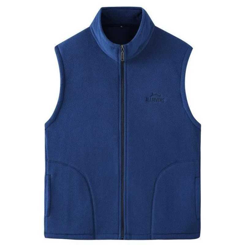 Mens Embroidery Vest Waistcoat Standing Collar Double-sided Fleece Warm Sleeveless Pocket Vest Outdoor Windproof Mens JacketG251218