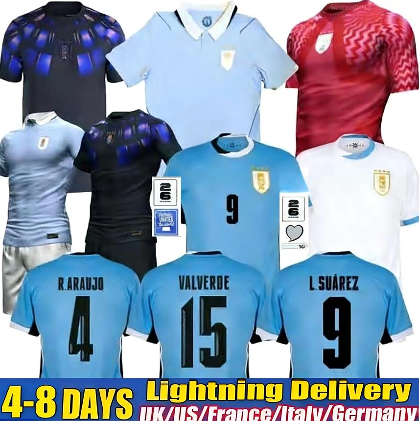 2026 World Cup Uruguay Men home away Fans Soccer Jerseys L.suarez E.cavani F. Valverde N. Nandez Player Version National Team jersey Football Shirts kids kits