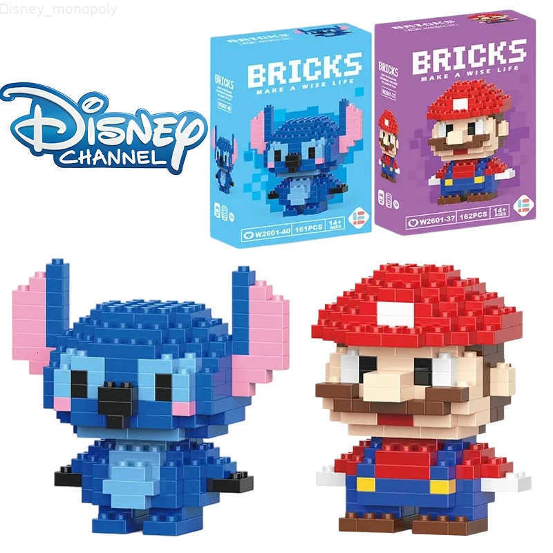 Disney LiLo Stitch Toys Building Blocks Pikechu lega Anime Cartoon Character Model Building Blocks Toy for children Gift H251218