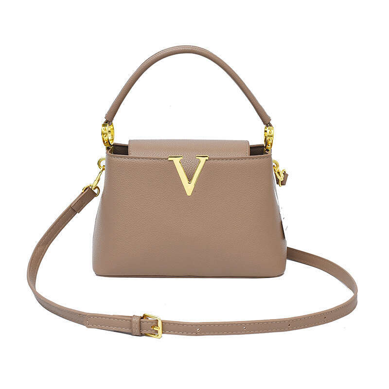 New Style Elegant Single Shoulder Lychee Pattern Fashion Simple Handheld Small Square Versatile Three-Dimensional Trendy Crossbody Bag