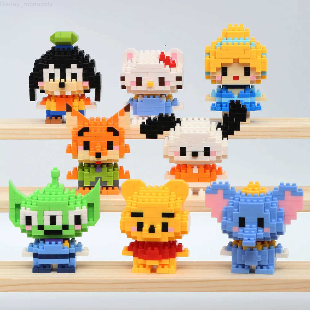 2Disney Anime Princess Building Blocks Stitch Mickey Mouse mini Action toy Figures Blocks Toys Bricks Assemble Toys Kids Gifts H251218112