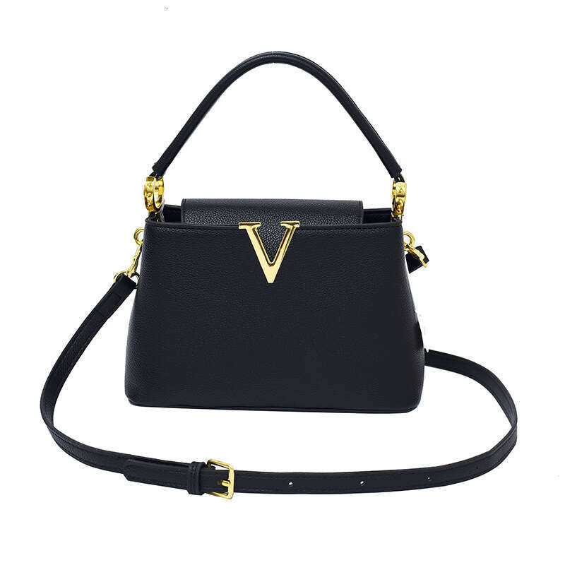 New Style Elegant Single Shoulder Lychee Pattern Fashion Simple Handheld Small Square Versatile Three-Dimensional Trendy Crossbody Bag