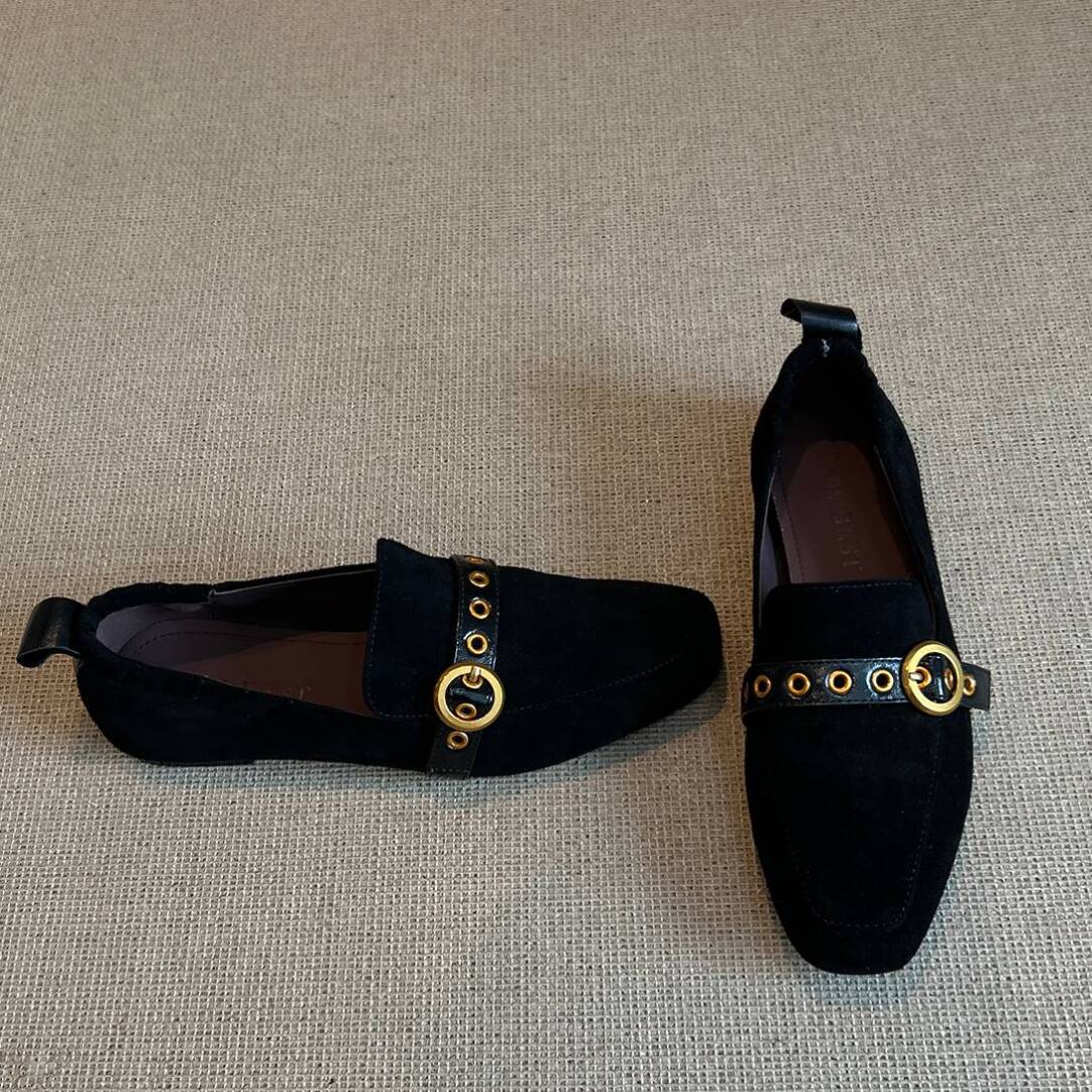 Free Shipping 2026 Designer New Women Elegant Suede Loafers Fashion Versatile Comfort Square Toe Dress Shoes Black Brown