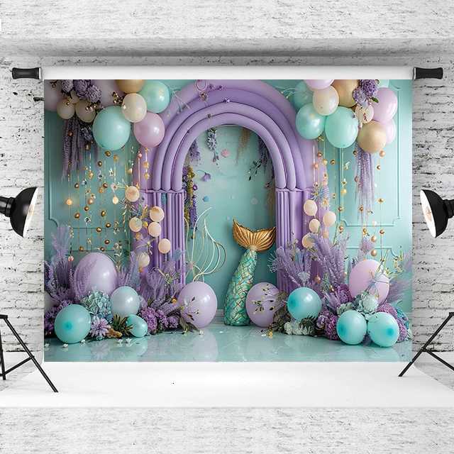Beenle Photography Background Birthday Party Backdrop for Girl Mermaid Tail Scales Shell Princess Baby Shower Decor Photo Props X251218