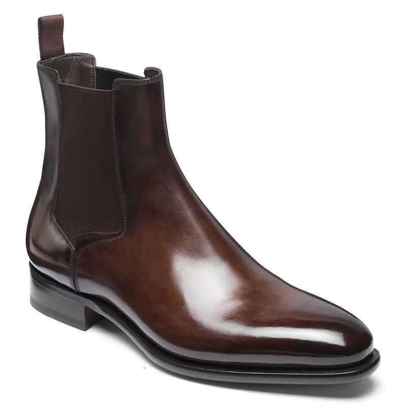 New Chelsea Boots Men Shoes PU Brown Fashion Versatile Business Casual British Style Street Party Wear Classic Ankle Boots Z251218