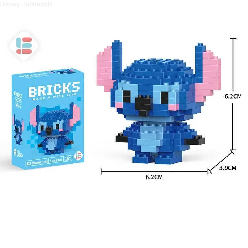 Disney LiLo Stitch Toys Building Blocks Pikechu lega Anime Cartoon Character Model Building Blocks Toy for children Gift H251218
