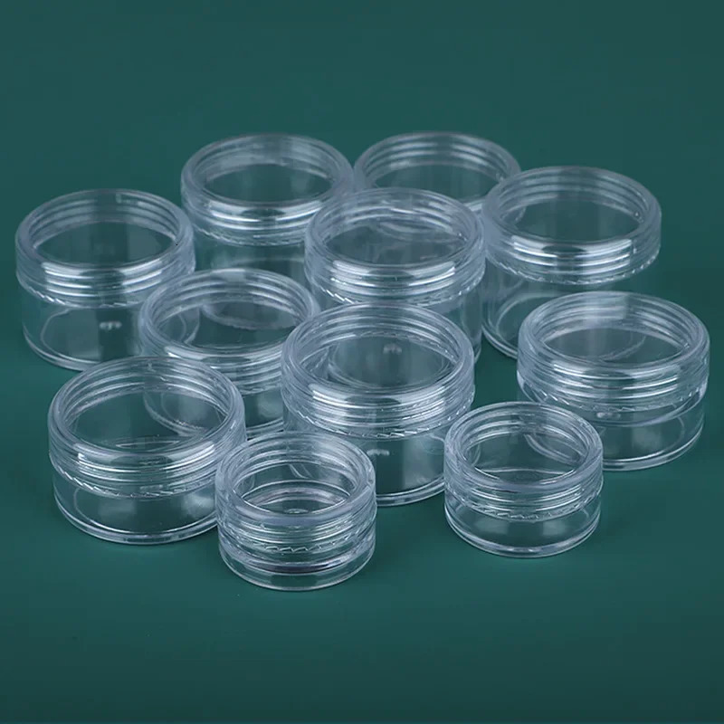 100pcs 2g/5g/10g Empty Plastic Jar Pots Transparent Sample Bottles Eyeshadow Cream Lip Balm Container Portable Makeup Jar 251217