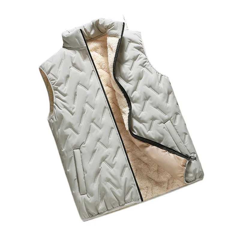 Mens Vest Warm and Fashionable Fashion Trend Lamb Fleece Autumn and Winter New Item Stand Up Collar with Thick Fleece JacketG251218