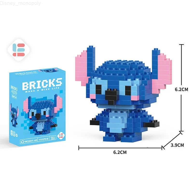 Disney Stitch Building Blocks Anime Kawaii Cartoon mini Action Childrens Figures Blocks Bricks Assemble DIY Toys Gift for Kids H2512181