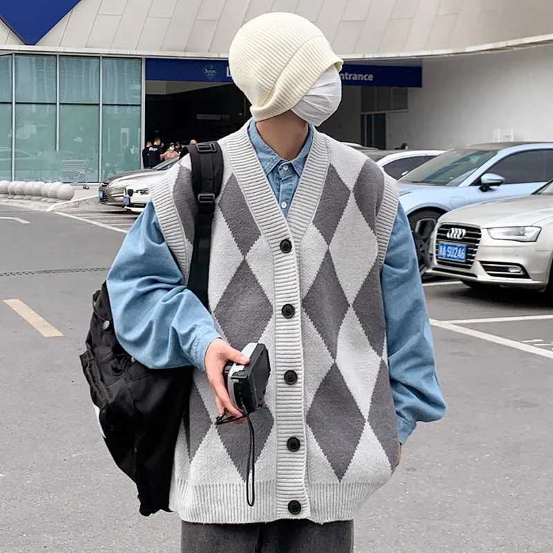 New Autumn Winter Fashion Trend Casual Vneck Cardigan Vest For Men Highquality Korean Version Loose Comfortable Versatile JacketG251218