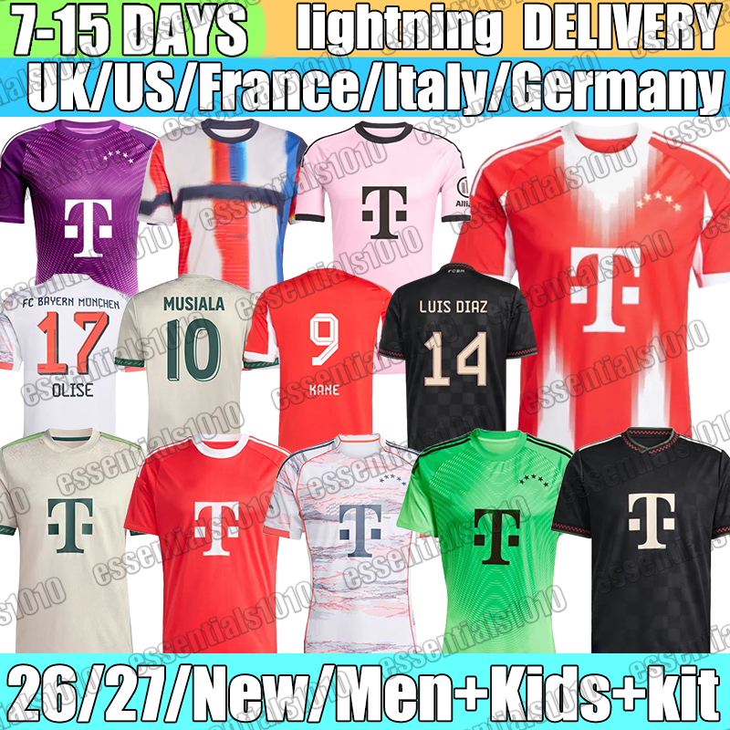 bayern MUNICH J.Palhinha Musiala Pavlovie Luis Diaz KANE KIMMICH Soccer Jerseys Gnabry Olise Davies N.JACKSON bayernmunich 2026 football Shirt Men Kids kit XXXL 4XL