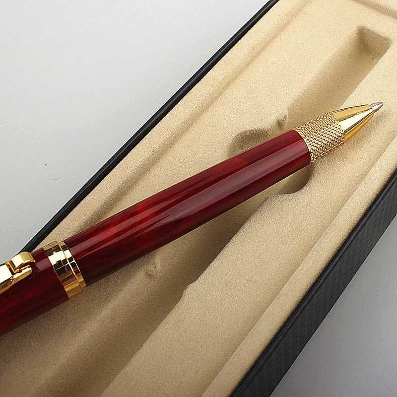 high quality Metal Rotating ballpoint pen Sign Pens 07MM Black Ink Business Caneta Smooth Writing for Off School Supplies Y251218