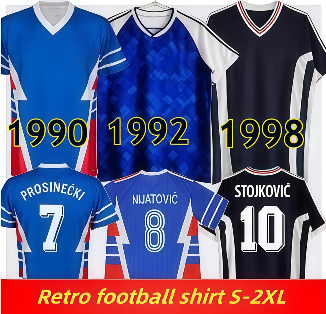 1990 1991 YugoslaviaS MIHAJLOVIC Mens Retro Soccer Jerseys STANKOVIC STOJKOVIC vintage Home Blue Away Classical fotball shirts Uniforms