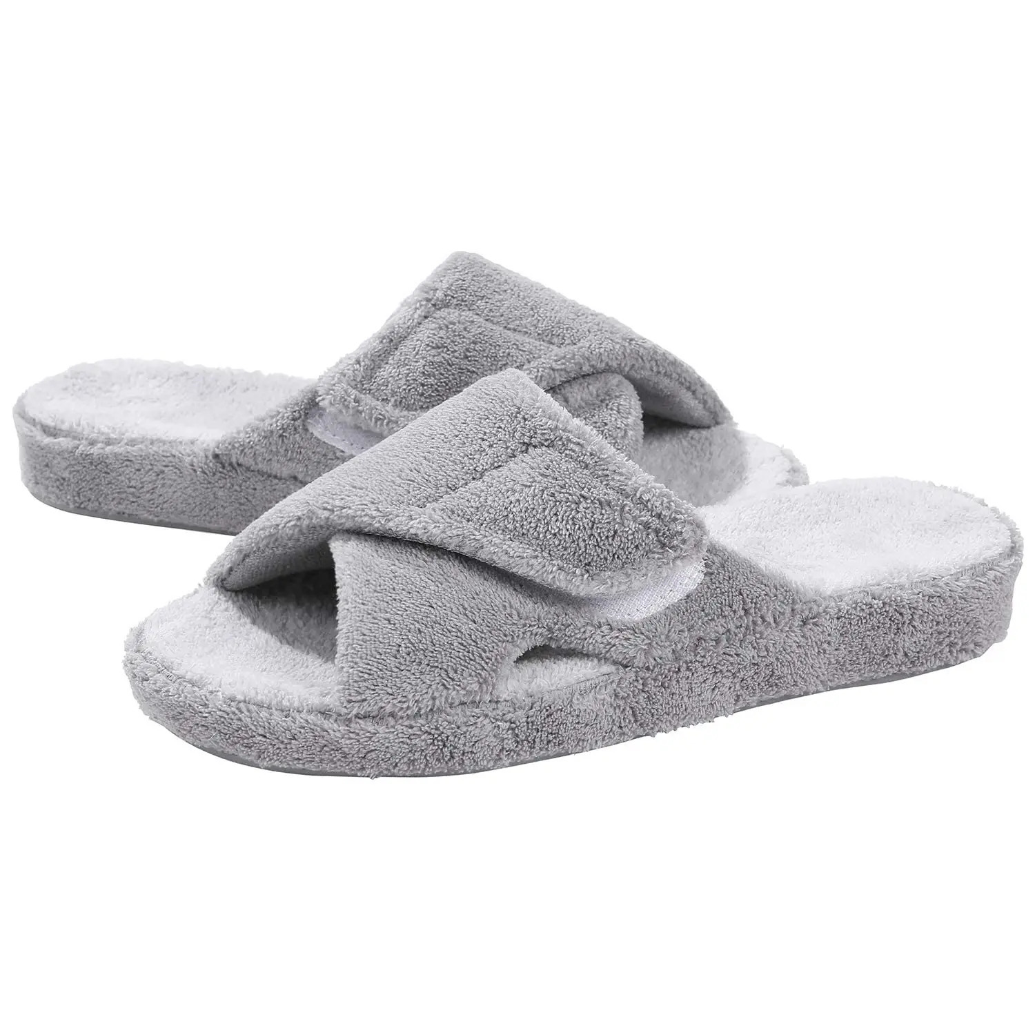Gacimy Winter Fur Orthopedic Slippers for Women with Arch Support Indoor Adjustable Open Toe House Shoes Lady Bedroom Flat Slide 251031